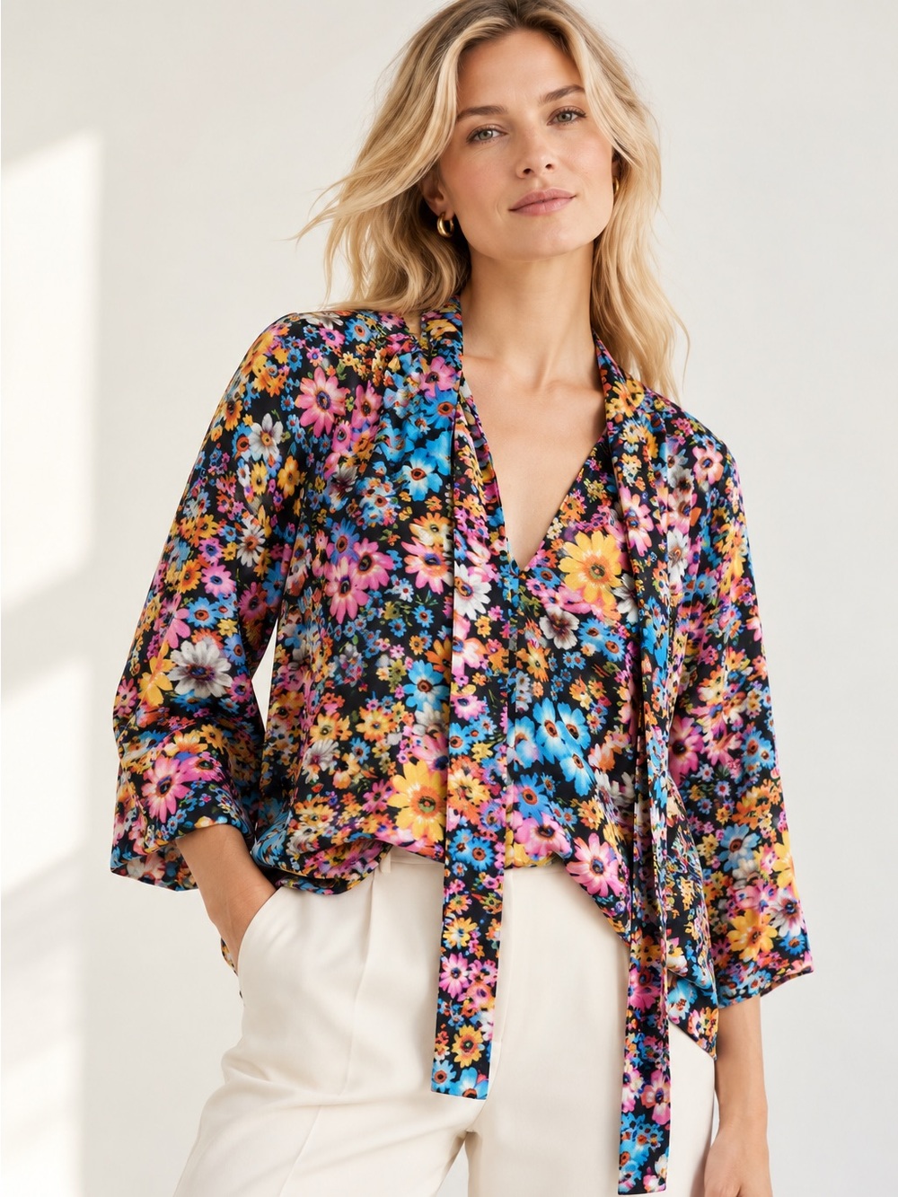 Stella McCartney Sophie Reversible Floral 100% Silk Blouse IT 46 US 12